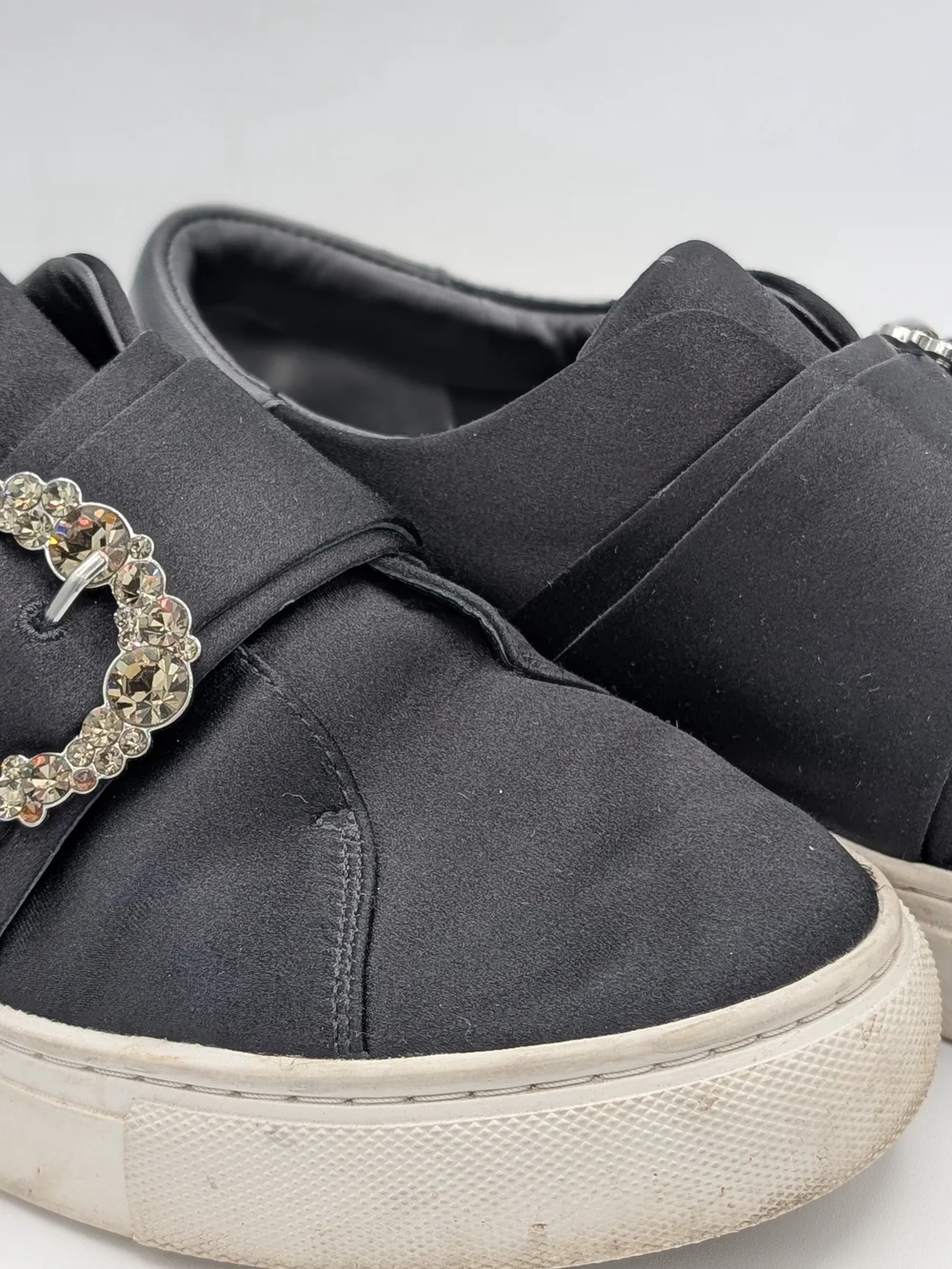 Tory Burch Black Slip-On Sneakers with Crystal Buckles